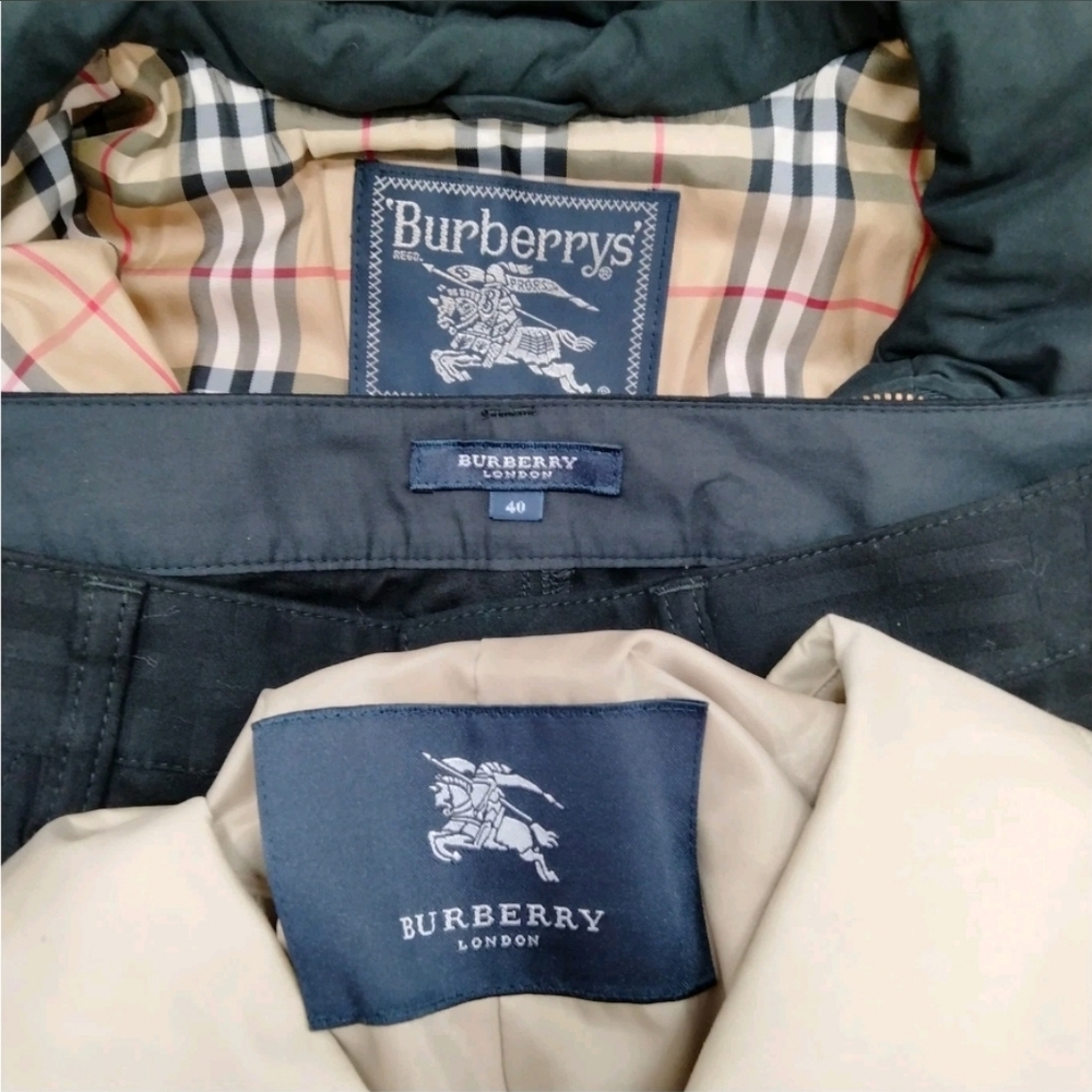 3 BURBERRY Men's Black and Tan Jackets And Pants Bundle Of 3